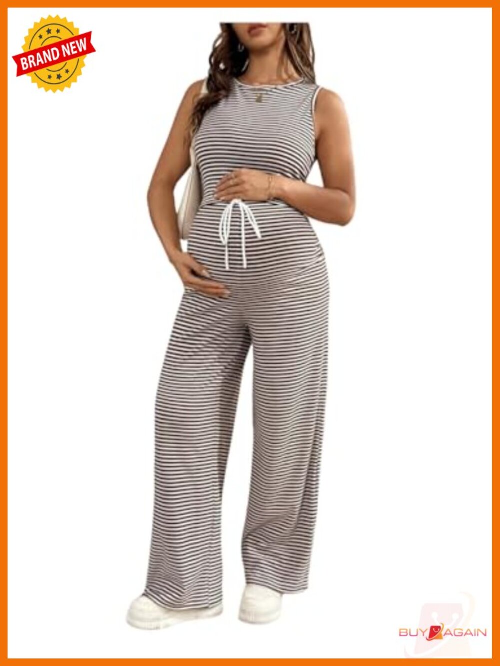 Maternity 2 Piece Striped Tank Top and Pants Lounge Set